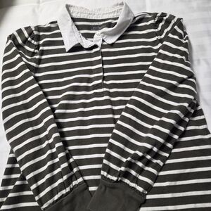Talbots Black and White Striped Top